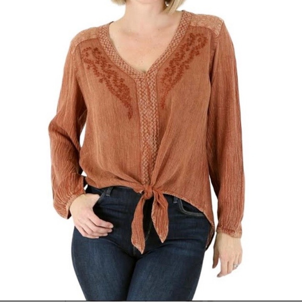Nostalgia Rust Embroidered Tunic